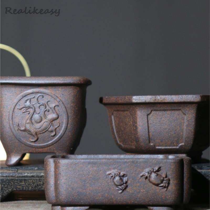 Japanese Garden Bonsai - Purple Sand Flower Pot Hexagonal Bonsai
