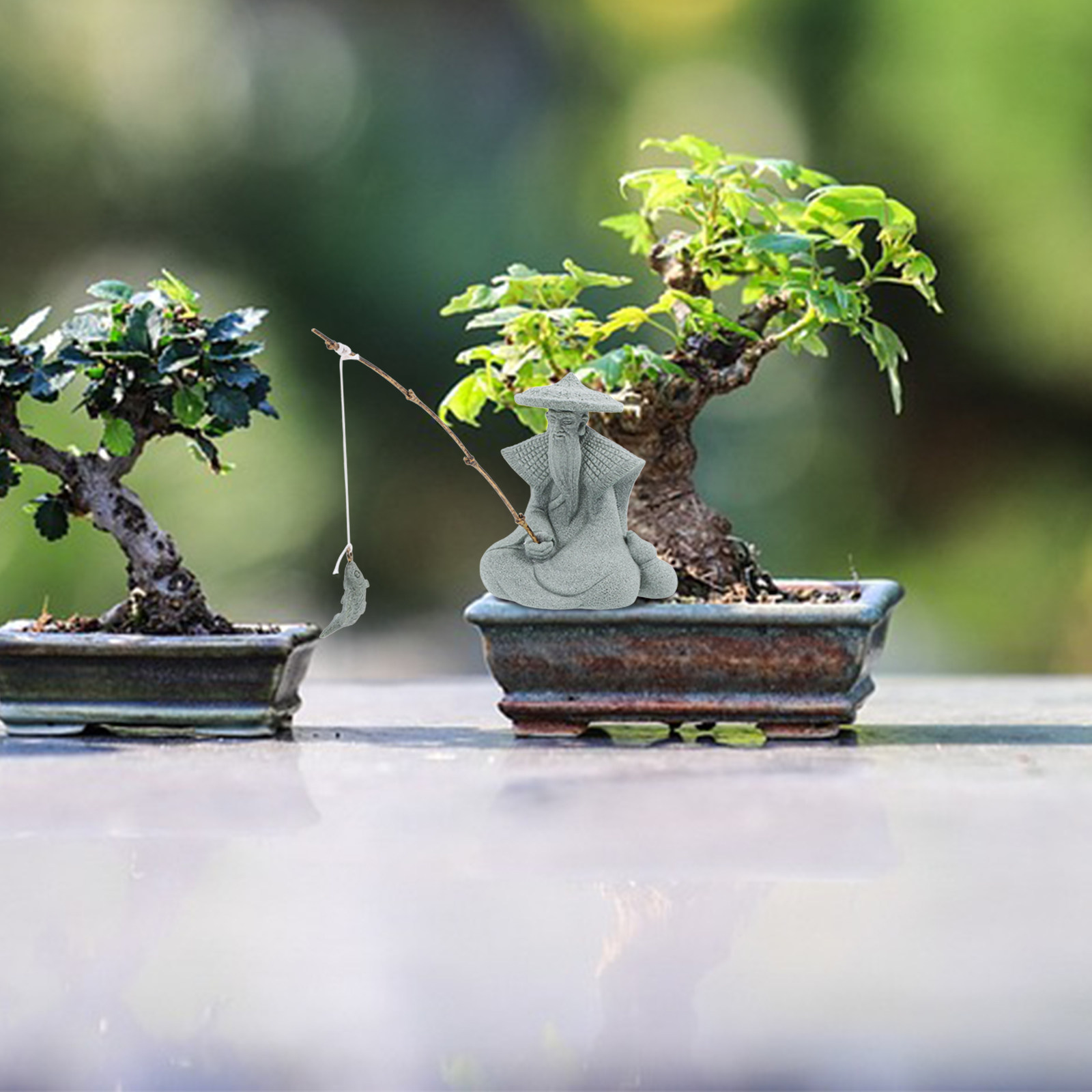Mini Fisherman Statue Resin El - đánh giá và giá Mini Bonsai Zen Garden