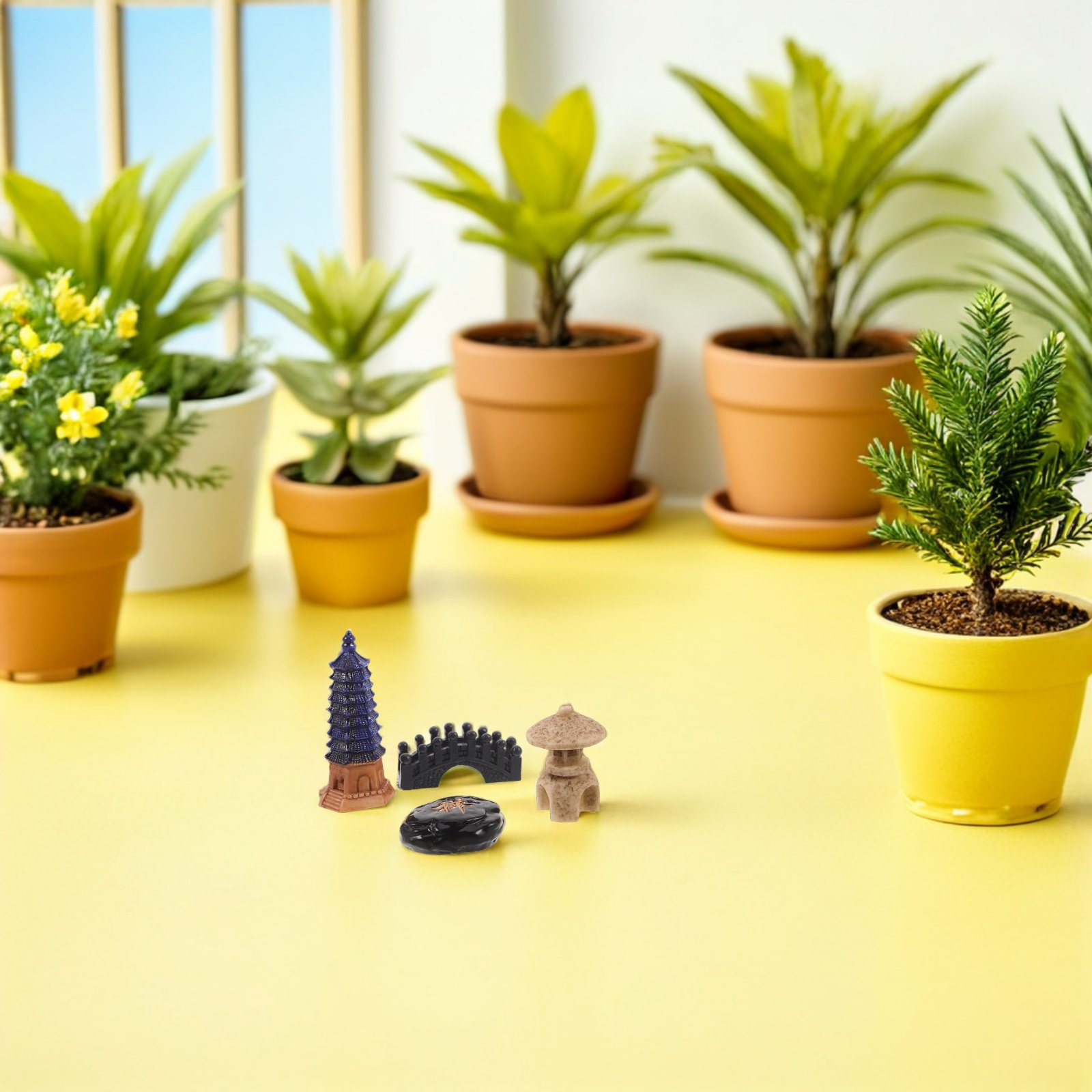 4Pcs Mini Japanese Pagoda Stat - đánh giá và giá Mini Bonsai Zen Garden