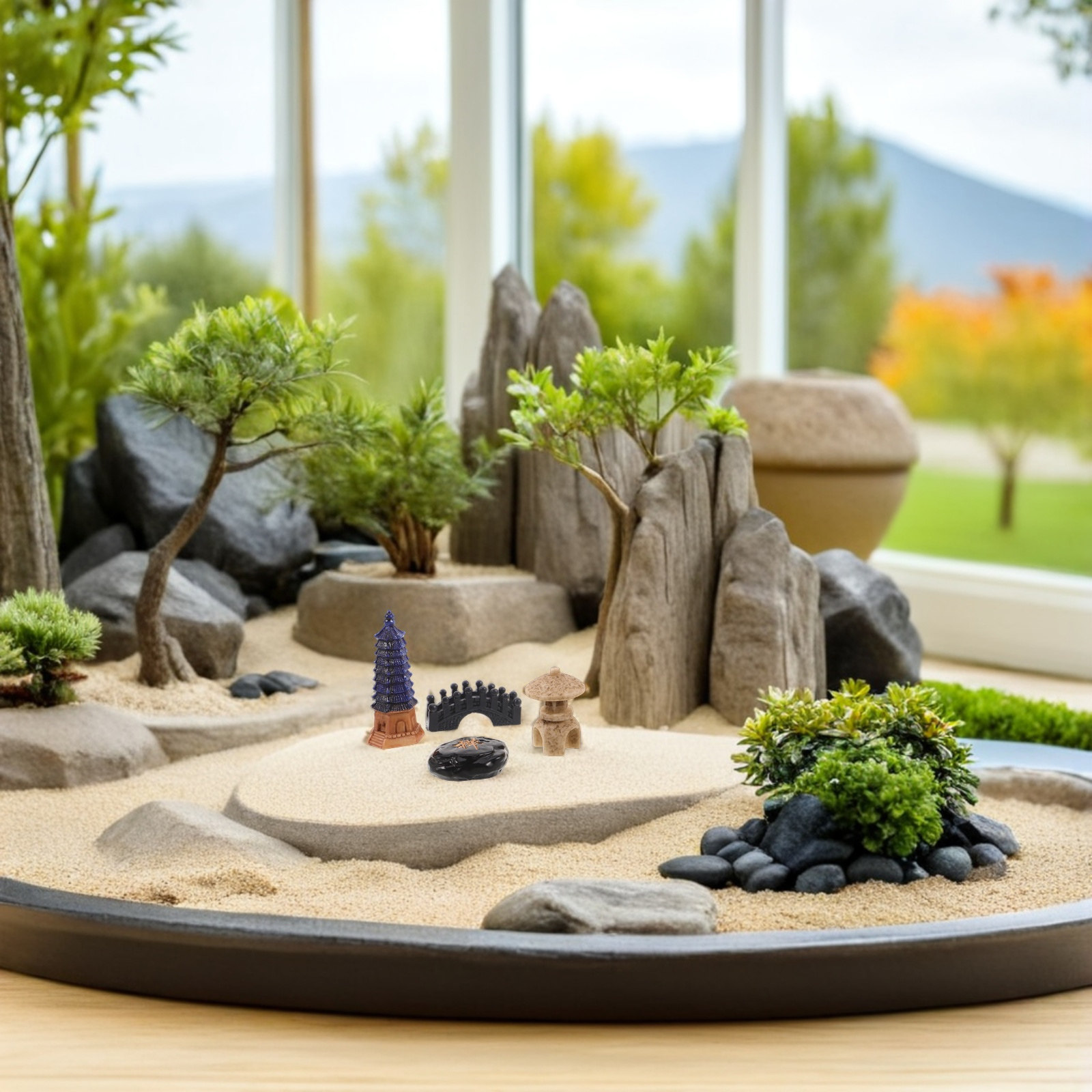 4Pcs Mini Japanese Pagoda Stat - đánh giá và giá Mini Bonsai Zen Garden