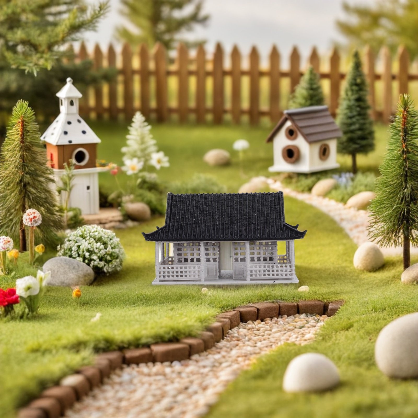 Mini Chinese Building Statue H - đánh giá và giá Mini Bonsai Zen Garden