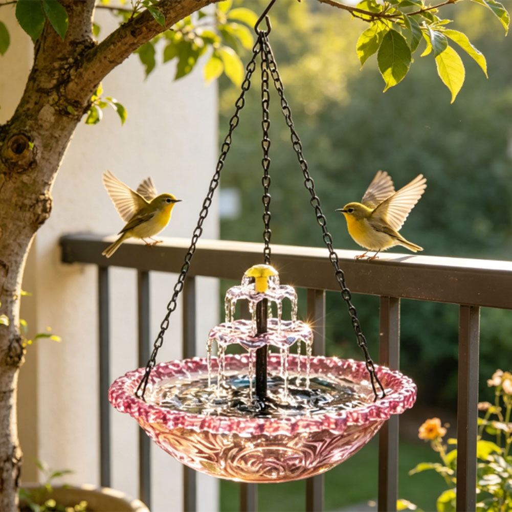 Solar Powered Hanging Birdbath - đánh giá và giá Bonsai Garden Fountain